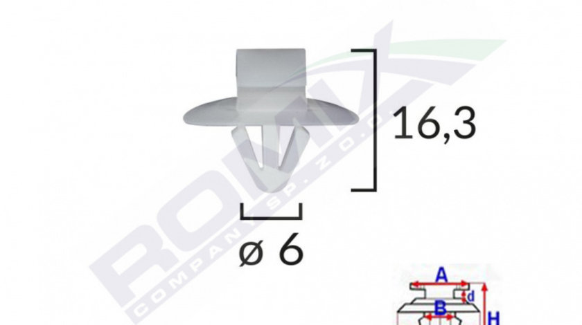 Clips Fixare Elemente Exterioare Pentru Iveco/opel/renault 6x16.3 - Gri Set 10 Buc Romix 71188-RMX