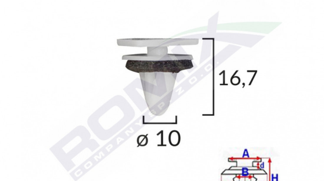 Clips Fixare Elemente Exterior, Grila De Admisie, Pentru Kia Si Hyundai Set 10 Buc Romix C60515