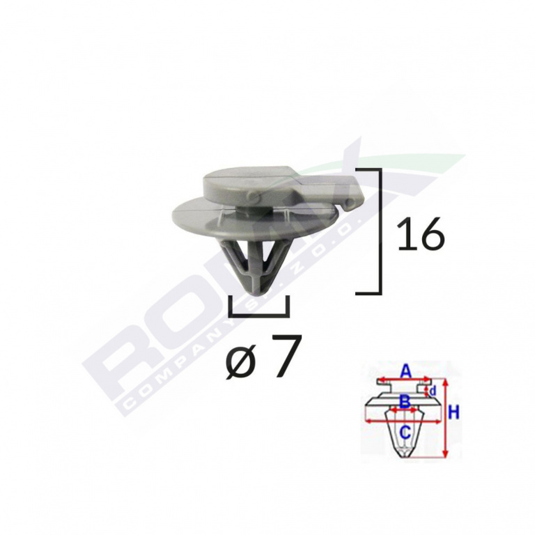Clips Fixare Elemente Exterior Pentru Mini 7x16mm Gri Set 5 Buc Romix C60605-RMX