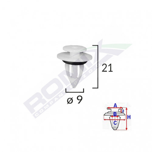 Clips Fixare Elemente Prag Pentru Bmw, Mini 9x21mm Alb Set 10 Buc Romix C60698-RMX
