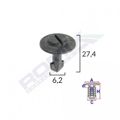 Clips Fixare Elemente Roata Pentru Audi/seat/vw 6.2x27.4mm - Negru Set 10 Buc Romix 80101-RMX