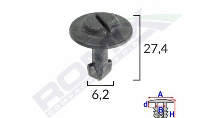 Clips Fixare Elemente Roata Pentru Audi/seat/vw 6.2x27.4mm - Negru Set 10 Buc Romix 80101-RMX