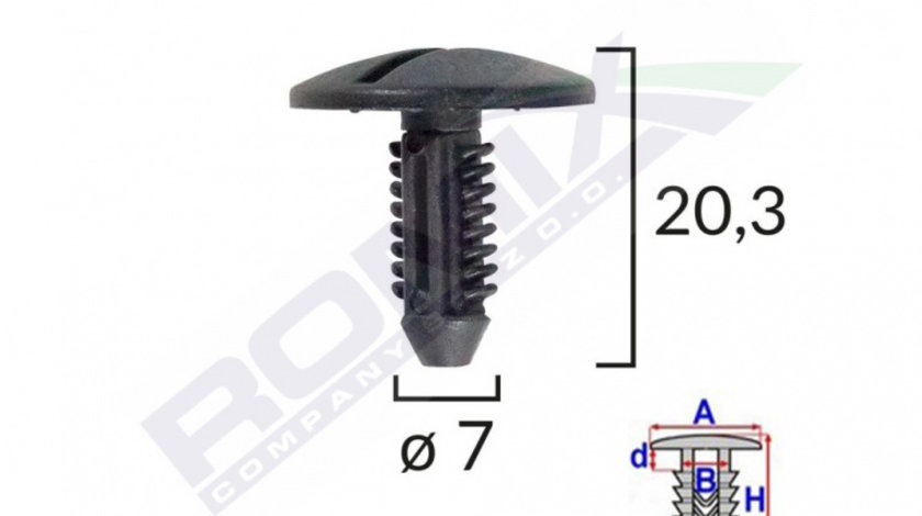 Clips Fixare Elemente Roata Pentru Citroen/peugeot 7x20.3mm - Negru Set 10 Buc Romix C10018-RMX