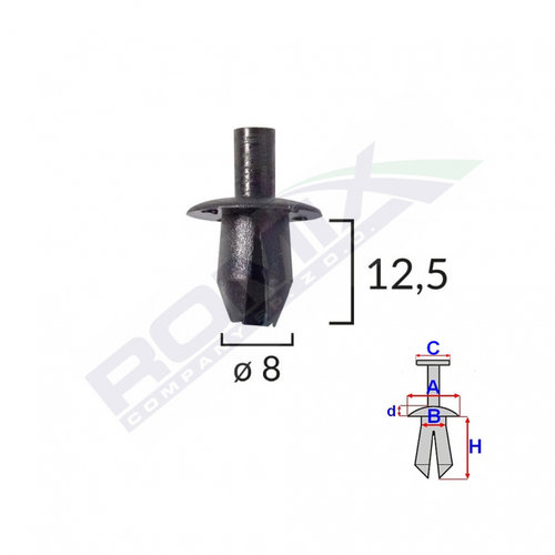 Clips Fixare Elemente Roata Pentru Dacia Renault - Negru Set 10 Buc Romix 15321-RMX