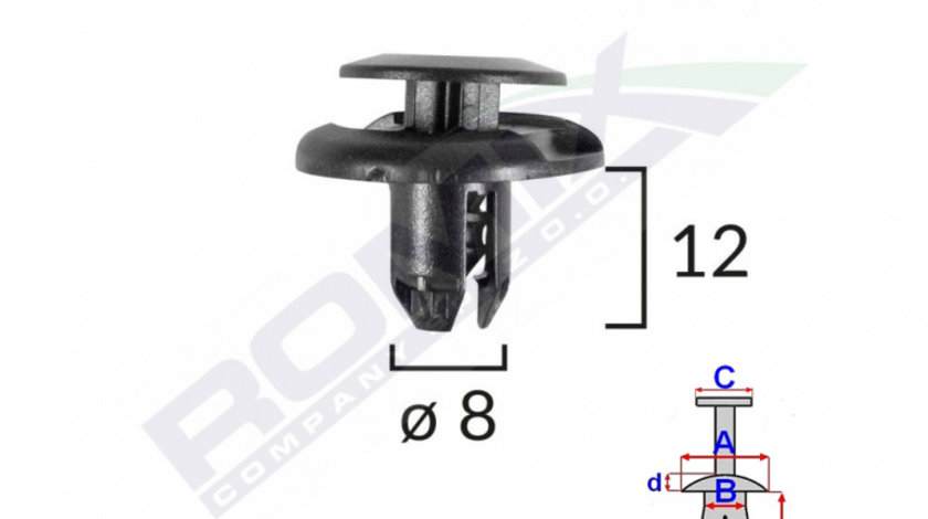 Clips Fixare Elemente Roata Pentru Honda/mitsubishi 8x12mm - Negru Set 10 Buc Romix B19239