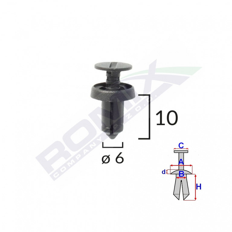 Clips Fixare Pentru Dacia Renault 6x10mm - Negru Set 10 Buc Romix C10045-RMX