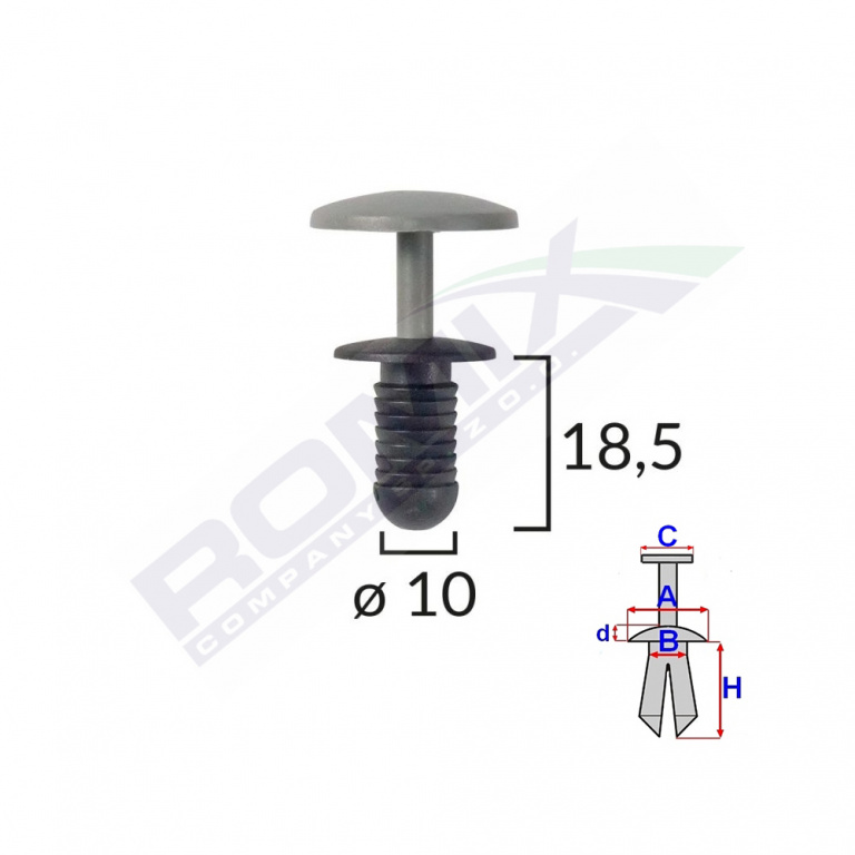 Clips Fixare Pentru Ford - 10x18.5mm - Negru Set 10 Buc Romix 60121-RMX