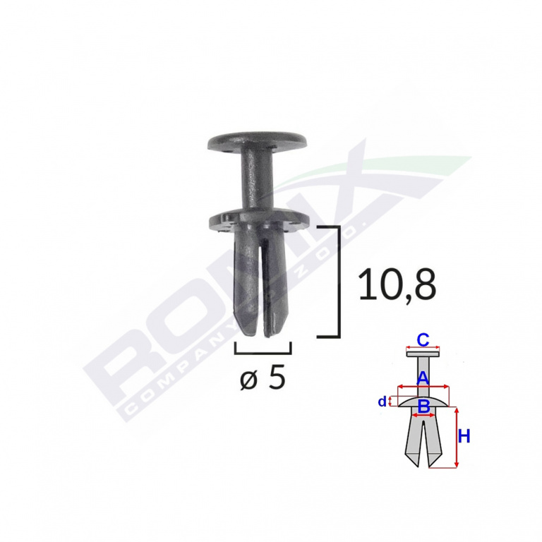 Clips Fixare Pentru Grup Vag 5x10.8mm Negru - Set 10 Buc Romix C70300-RMX