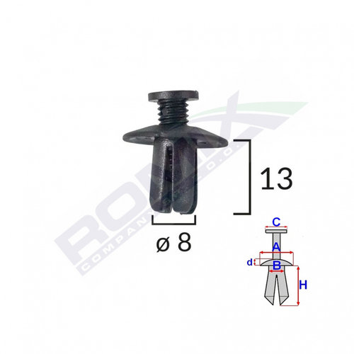 Clips Fixare Pentru Hyundai/kia/mazda - Negru Set 10 Buc Romix 60001-RMX