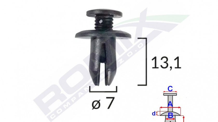 Clips Fixare Pentru Mazda/suzuki 7x13.1mm - Negru Set 10 Buc Romix B22044-RMX