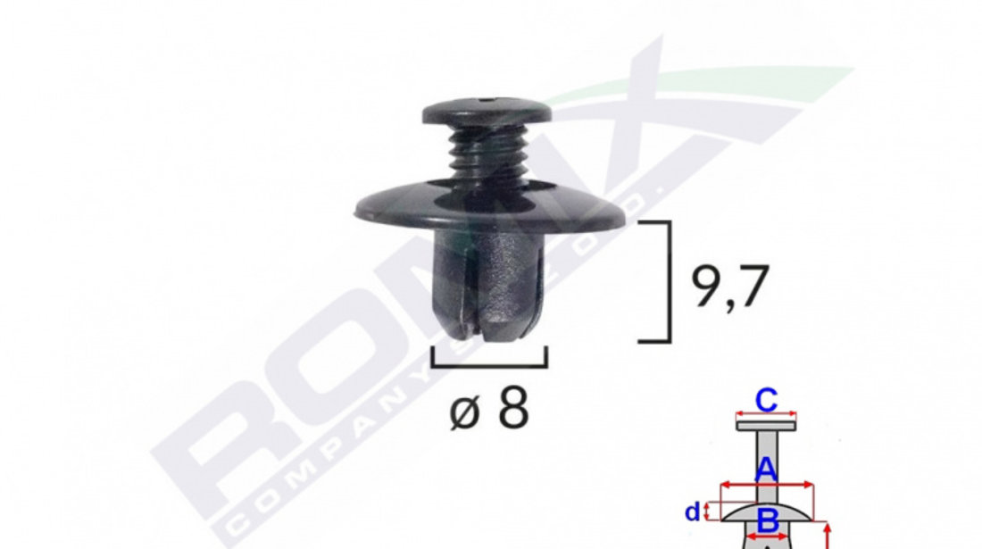 Clips Fixare Pentru Mazda/toyota 8x9.7mm - Negru Set 10 Buc Romix B22045