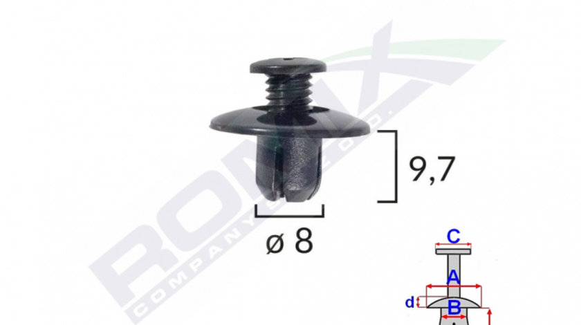 Clips Fixare Pentru Mazda/toyota 8x9.7mm - Negru Set 10 Buc Romix B22045