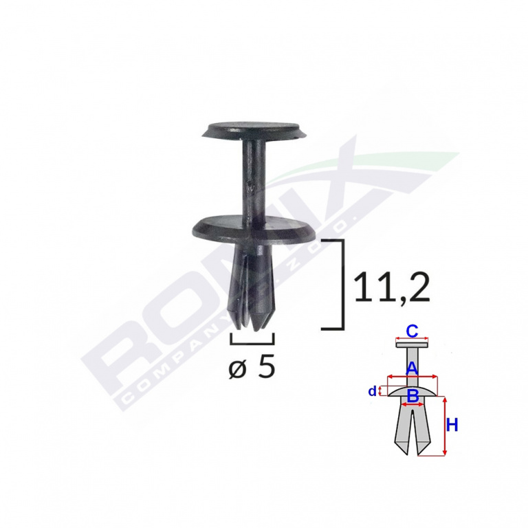 Clips Fixare Pentru Mercedes 5x11.2mm - Negru Set 10 Buc Romix A82009-RMX