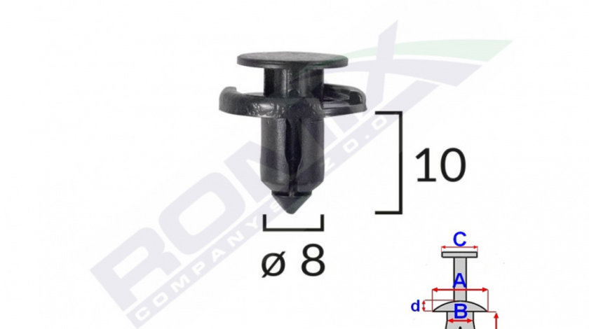 Clips Fixare Pentru Nissan/toyota/lexus/suzuki 8x10mm - Negru Set 10 Buc Romix C10077-RMX
