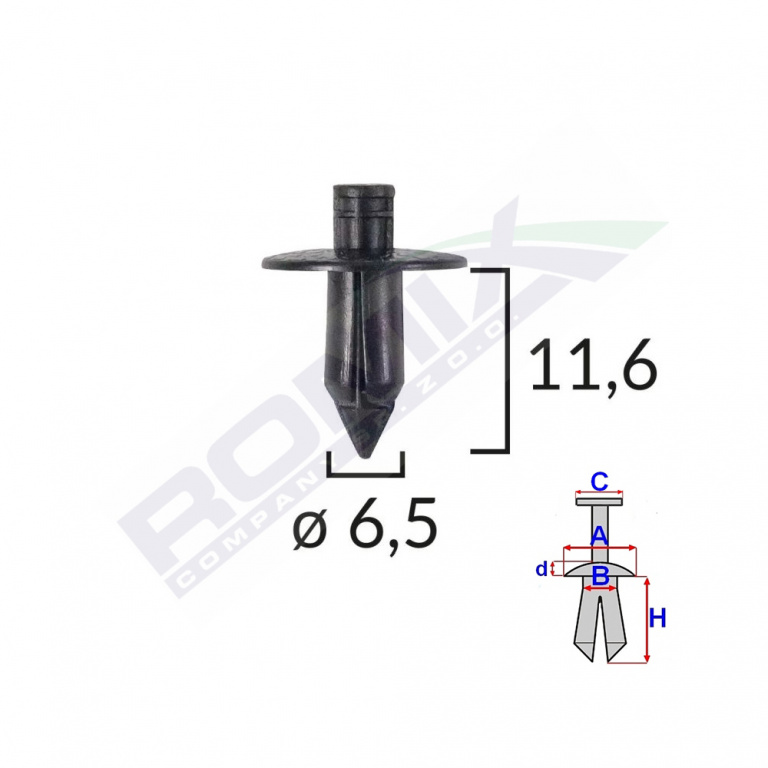 Clips Fixare Pentru Suzuki 6.5x11.6mm - Negru Set 10 Buc Romix B21003-RMX