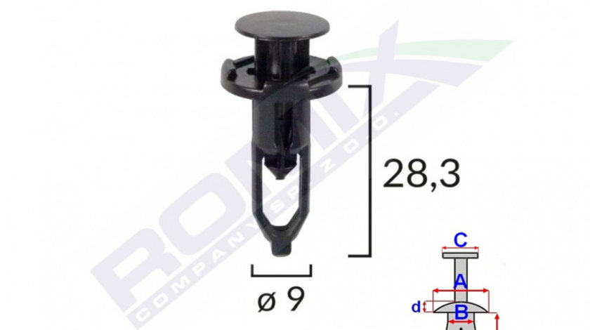 Clips Fixare Pentru Toyota/lexus 9x28.3mm - Negru Set 10 Buc Romix B22626-RMX