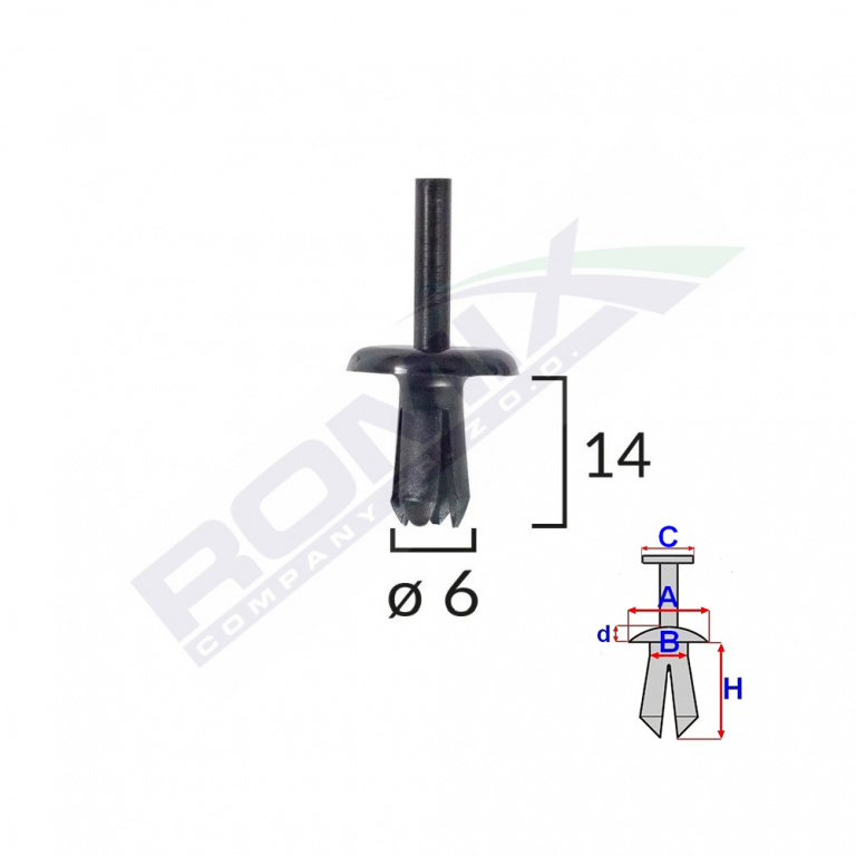 Clips Fixare Pentru Volvo 6x14mm - Negru Set 10 Buc Romix A82013-RMX