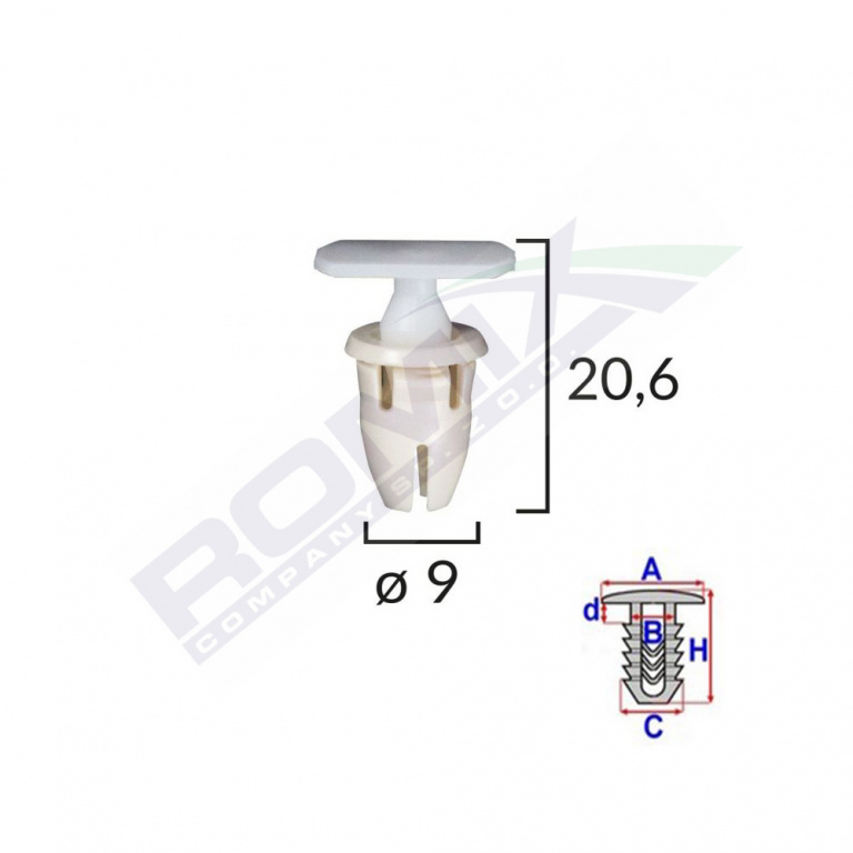 Clips Fixare Prag Pentru Mercedes 9x20.6mm - Alb Set 10 Buc Romix A82026-RMX