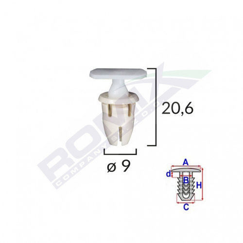 Clips Fixare Prag Pentru Mercedes 9x20.6mm - Alb Set 10 Buc Romix A82026-RMX
