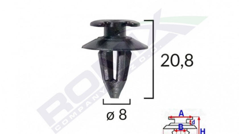 CLIPS TAPITERIE PENTRU AUDI/BMW/SEAT/VW 8X20.8MM - NEGRU SET 10 BUC