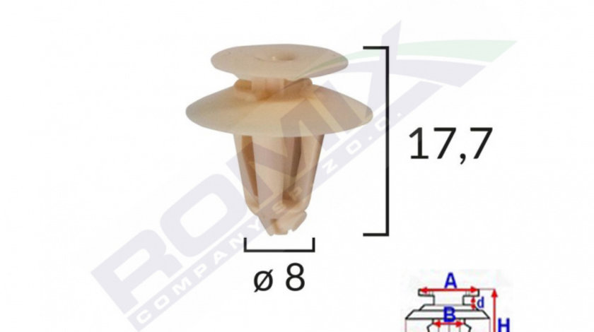 CLIPS TAPITERIE PENTRU AUDI/FORD/SEAT/VW 8X17.7MM - BEJ SET 25 BUC