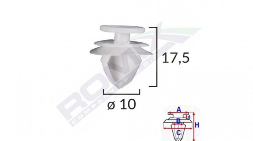 Clips tapiterie pentru citroen/peugeot/volvo 10x17.5mm - gri set 10 buc UNIVERSAL Universal #6 C10091-RMX