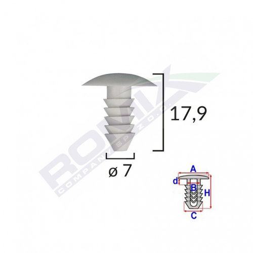 Clips Tapiterie Pentru Fiat 7x17.9mm - Gri Set 10 Buc Romix A12271S-RMX