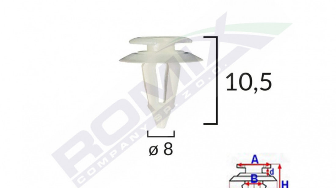 Clips Tapiterie Pentru Fiat/audi 8x10.5mm - Alb Set 10 Buc Romix C10003