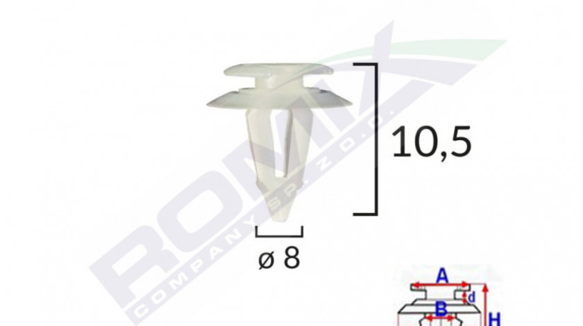 Clips Tapiterie Pentru Fiat/audi 8x10.5mm - Alb Set 10 Buc Romix C10003-RMX