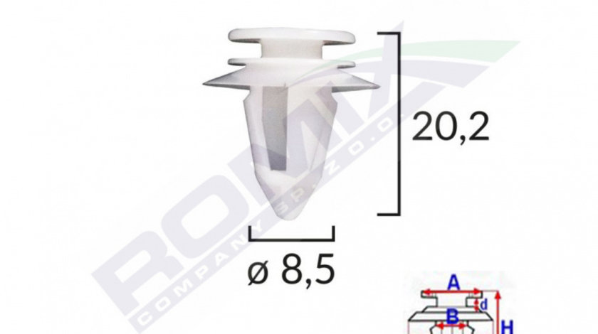 Clips Tapiterie Pentru Ford/mini/volvo/mercedes 8.5x20.2mm - Alb Set 10 Buc Romix B23171-RMX