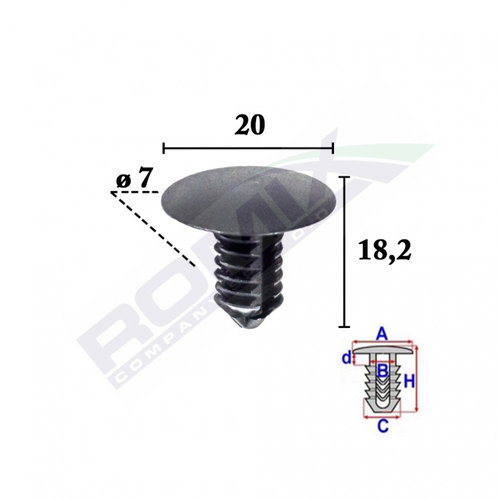Clips Tapiterie Pentru Grup Vag 7x18.2mm Negru - Set 10 Buc Romix C70509-RMX