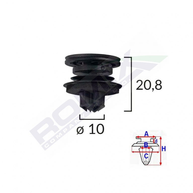 Clips Tapiterie Pentru Grup Vag - Negru Set 10 Buc Romix 11468-RMX