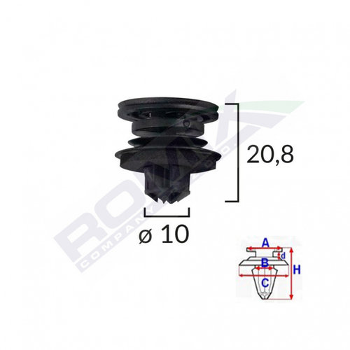 Clips Tapiterie Pentru Grup Vag - Negru Set 10 Buc Romix 11468-RMX