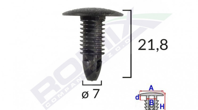 Clips Tapiterie Pentru Honda/hyundai/toyota 7x21.8mm - Negru Set 10 Buc Romix A175047C-RMX