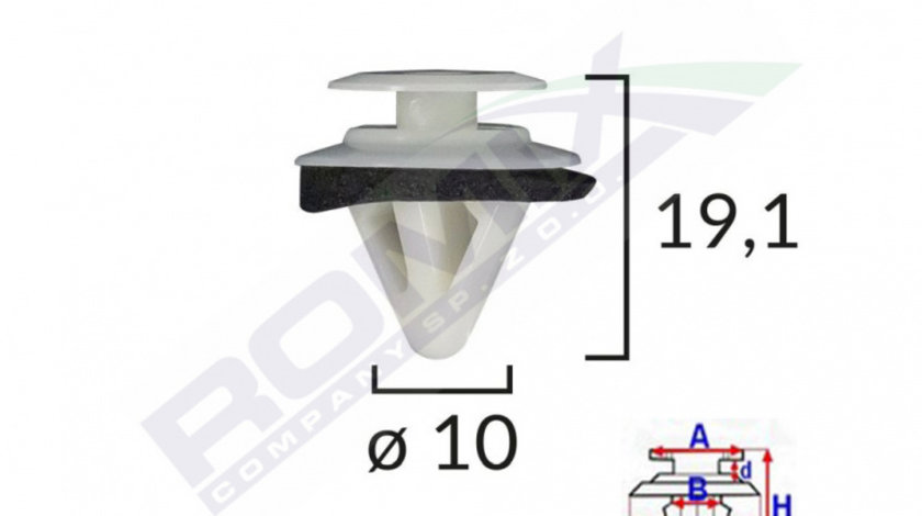 Clips Tapiterie Pentru Mazda/subaru 10x19.1mm - Alb Set 10 Buc Romix B23162-RMX