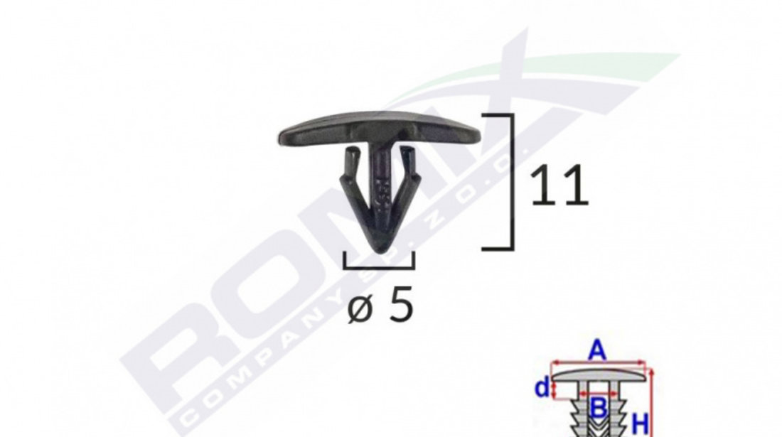 Clips Tip Garnitura Pentru Citroen/peugeot/renault 5x11mm - Negru Set 25 Buc Romix A56050-RMX