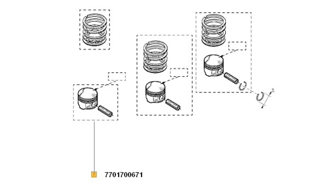 COLECTIE PISTON Logan (fara segmenti) RENAULT 7701700671 <br>