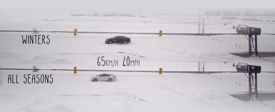 Comparatie intre anvelopele de iarna si cele all-season, cu acelasi tip de masina. VIDEO