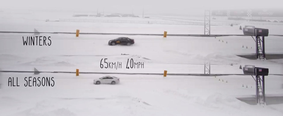 Comparatie intre anvelopele de iarna si cele all-season, cu acelasi tip de masina. VIDEO Comparatie intre anvelopele de iarna si cele all-season, cu acelasi tip de masina. VIDEO