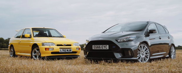 Comparatie intre doua ere diferite. Actualul Ford Focus RS intalneste legenda Escort RS Cosworth