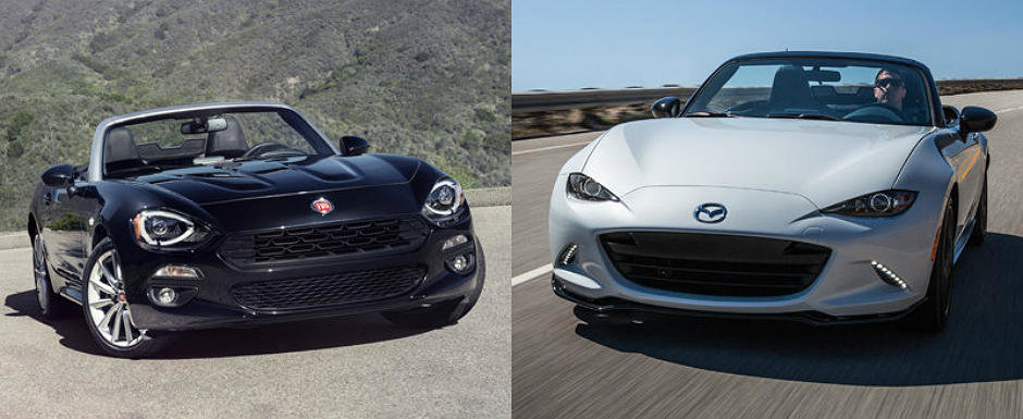 Comparatie vizuala intre Mazda MX-5 si Fiat 124 Spider. Care este favoritul tau? Comparatie vizuala intre Mazda MX-5 si Fiat 124 Spider. Care este favoritul tau?