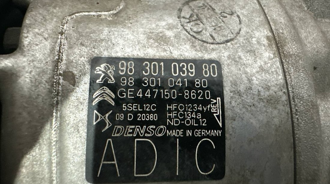 Compresor AC 9830103980 Citroen Berlingo (K9) 1.5 BlueHDi 76 cai YHW (DV5RE)