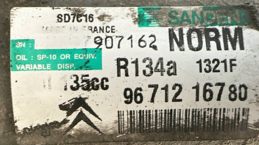 Compresor AC PEUGEOT Partner II Tepee 1.6 90 cai cod: 9671216780