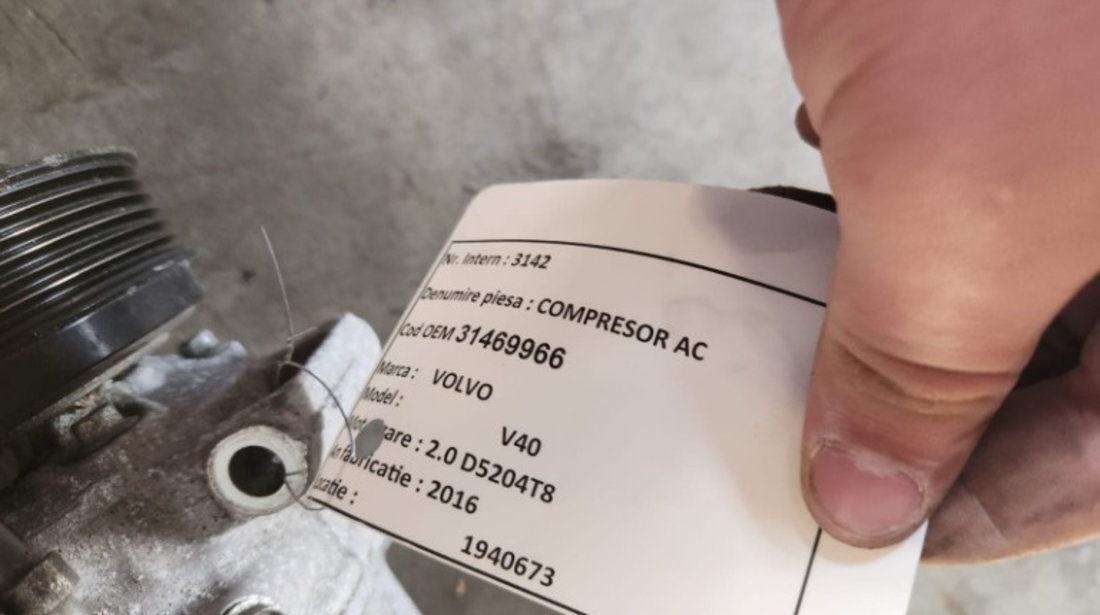 Compresor AC Volvo V40 2.0 I B4204T38 2017 Cod : 31469966