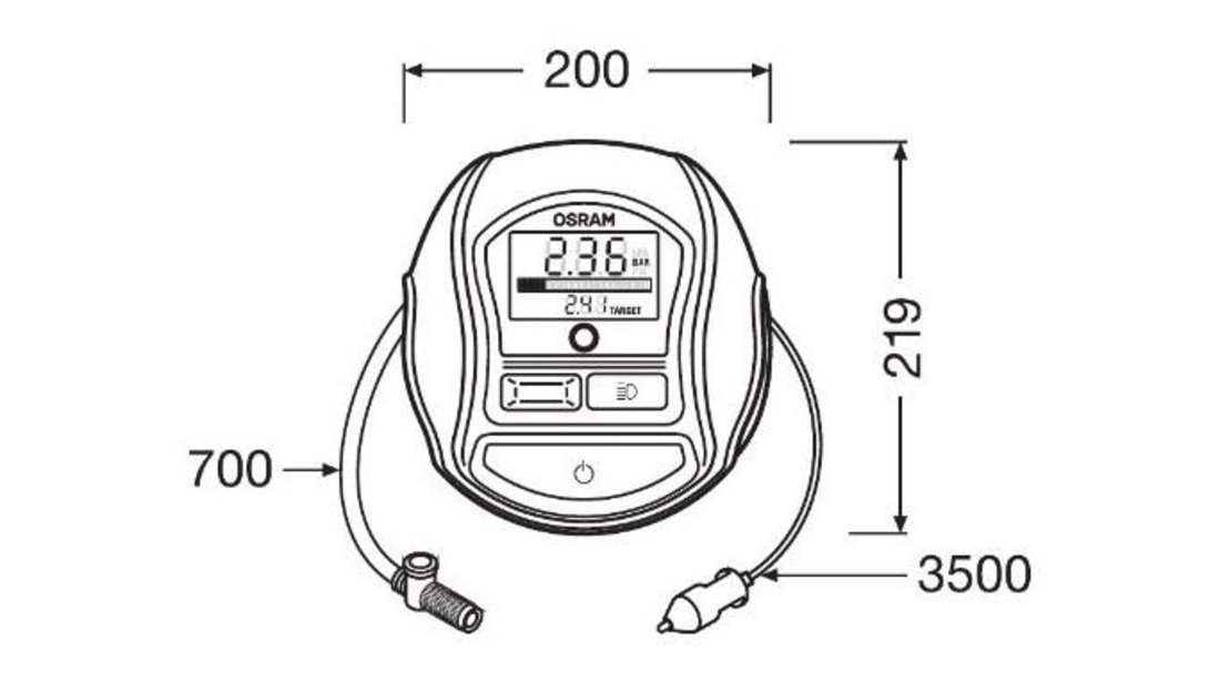 Compresor auto 12v 180 w cu afisaj digital tyreinflate 1000 osram UNIVERSAL Universal #6 OTI1000