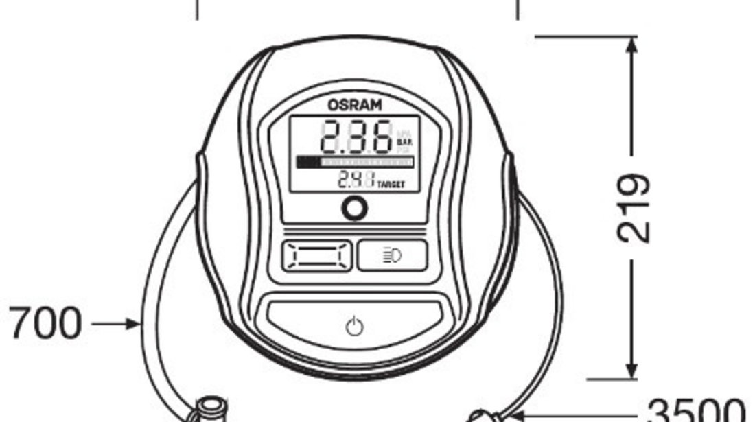 COMPRESOR AUTO 12V 180 W CU AFISAJ DIGITAL TYREINFLATE 1000 OSRAM ⭐⭐⭐⭐⭐