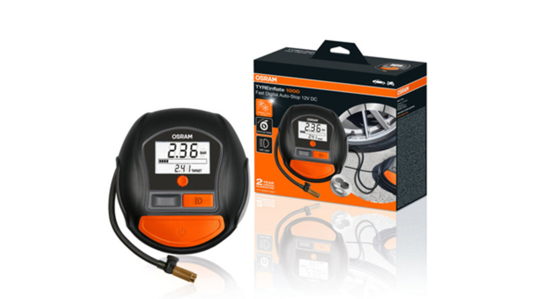 COMPRESOR AUTO 12V 180 W CU AFISAJ DIGITAL TYREINFLATE 1000 OSRAM ⭐⭐⭐⭐⭐