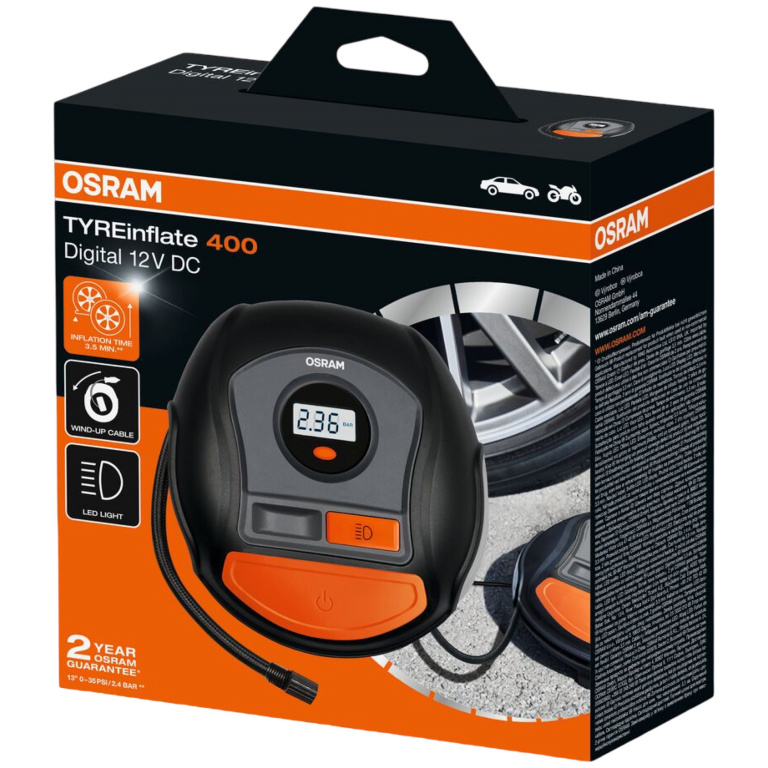 Compresor Auto Osram TYREinflate 400 12V 120W Cu Afisaj Digital OTI400