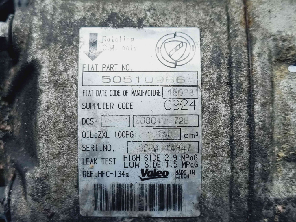 Compresor clima Alfa Romeo 159 Sportwagon (939) [Fabr 2006-20011] 50510966 1.9 JTD 618247110KW / 150CP 1.9 JTD 618247 110KW / 150CP