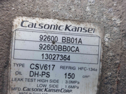 Compresor clima Nissan Qashqai (2) Facelift [Fabr 2009-2013] 92600BB0CA 1.6 B HR16DE 1.6 B HR16DE 77...